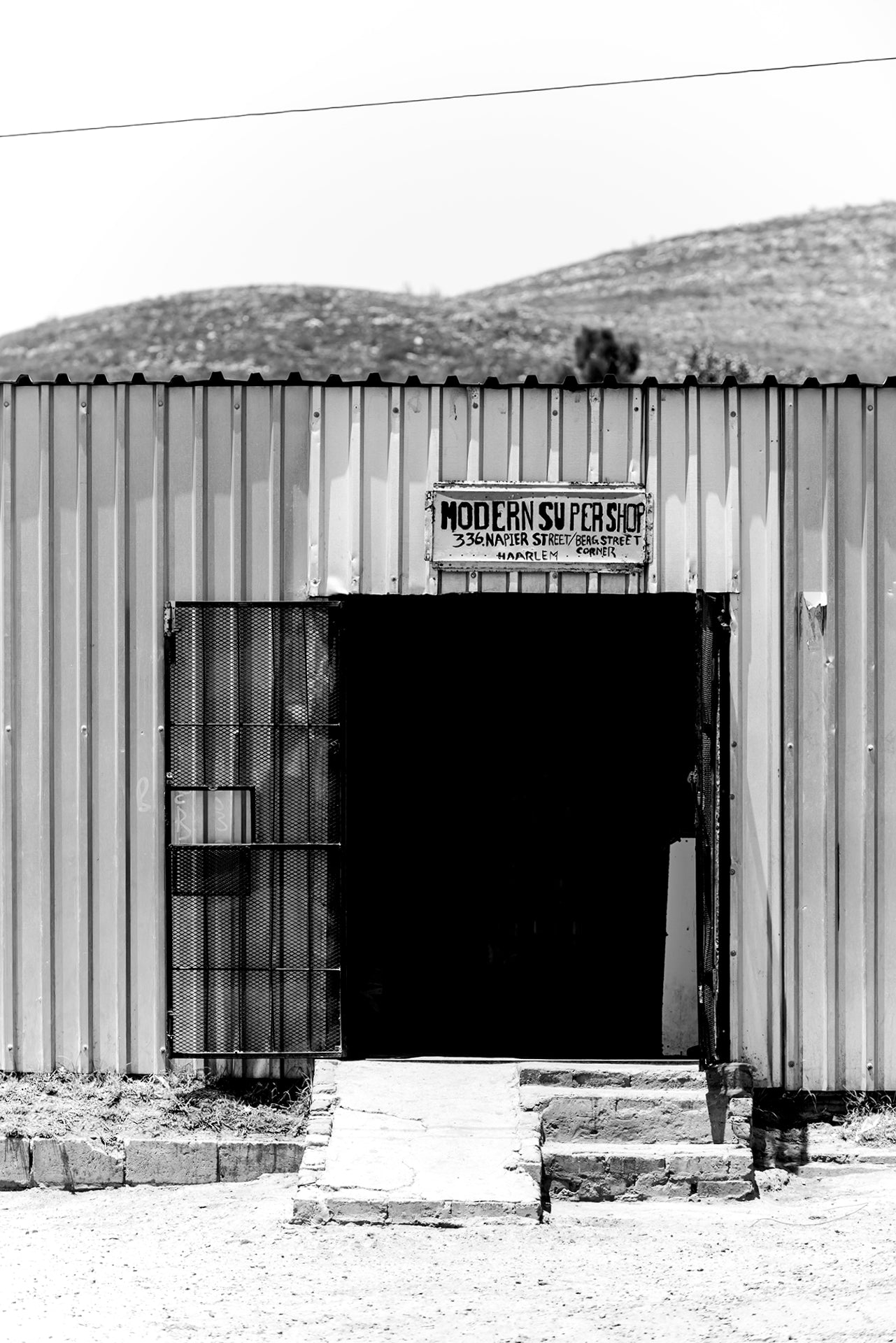 An abstract architectural detail of a african container shop, shot in Haarlem, South Africa.