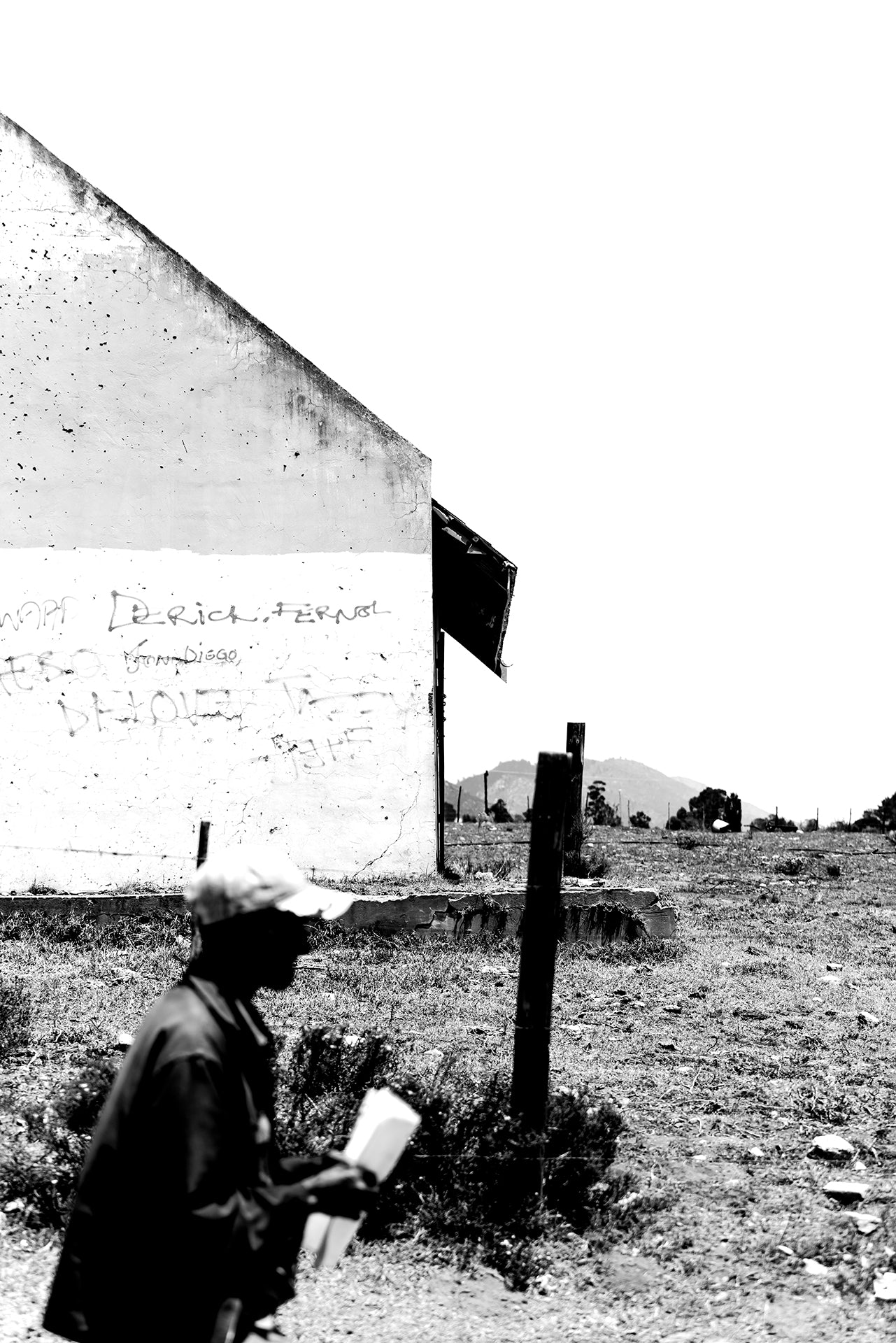A minimal black and white urban scene shot at Haarlem, South Africa.