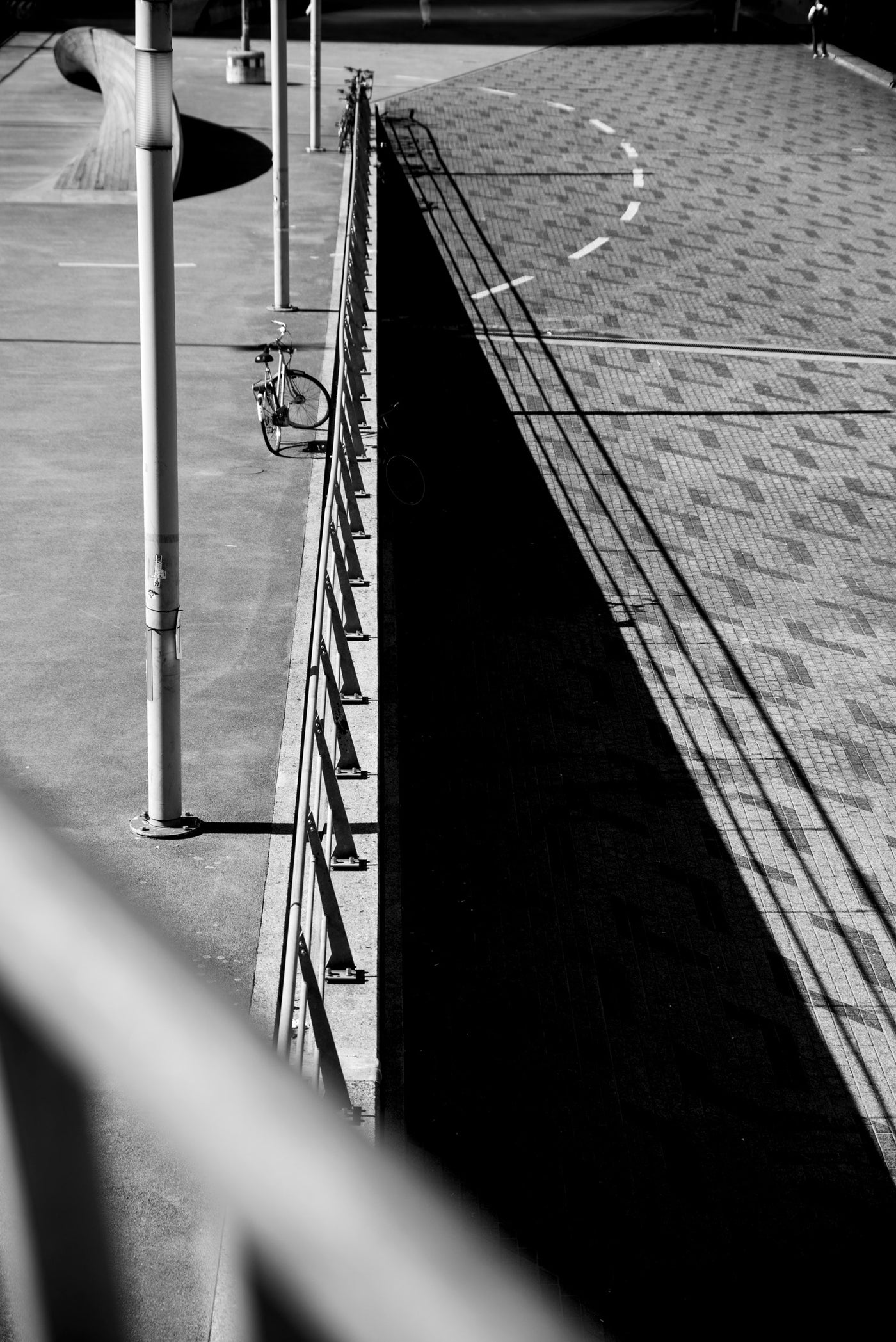 The pedestrian area that leads to the Erasmusbrug over the River Maas in Rotterdam,