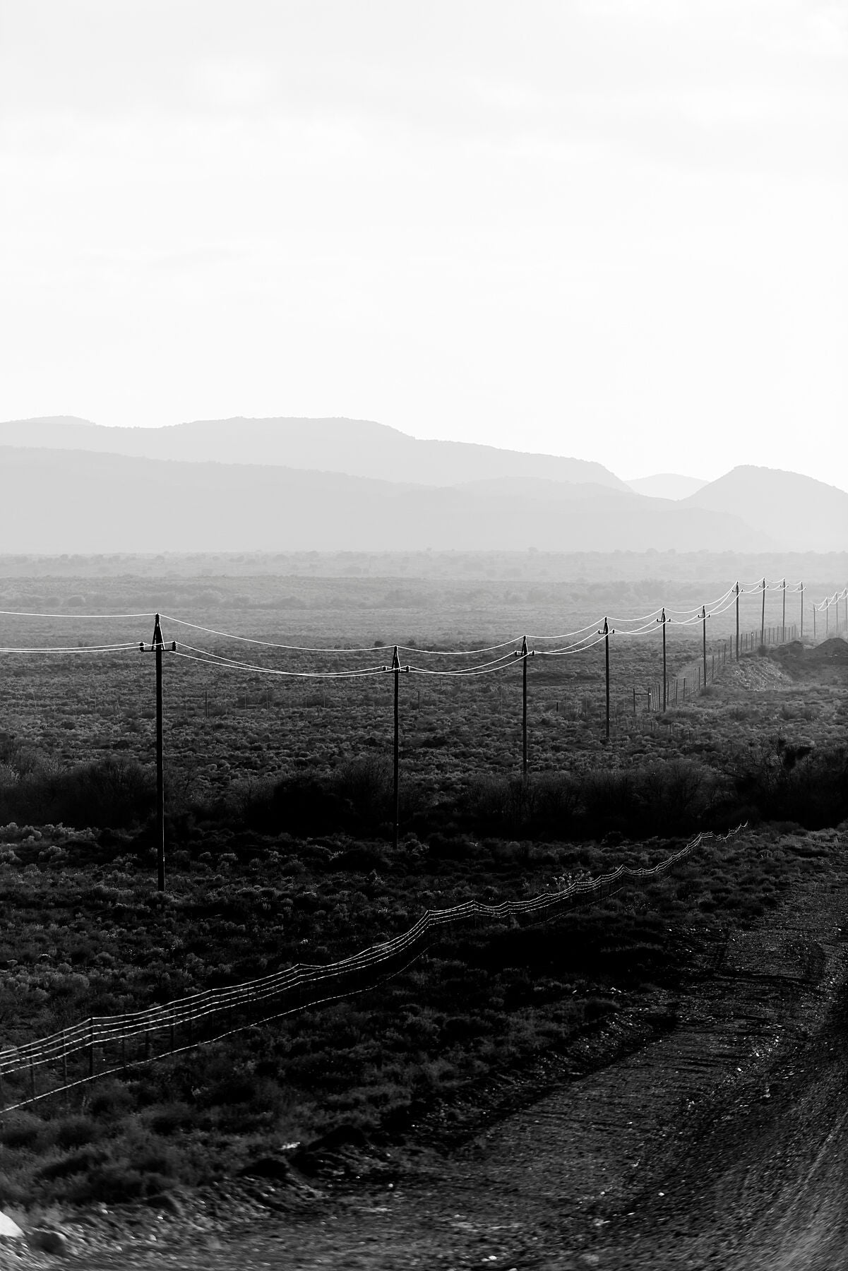 A black and white view of the road to Warmwaterberg between Ladismith and Barrydale