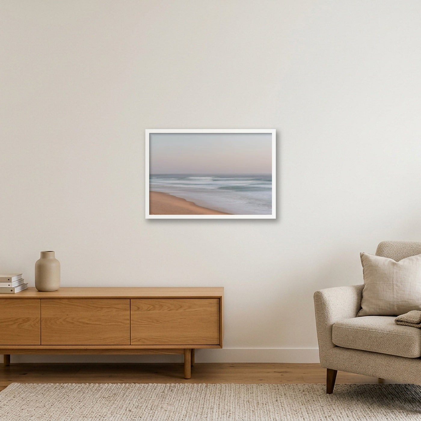 icm-muted-seascape-print-01 — 60×40cm, 24×16" White Frame