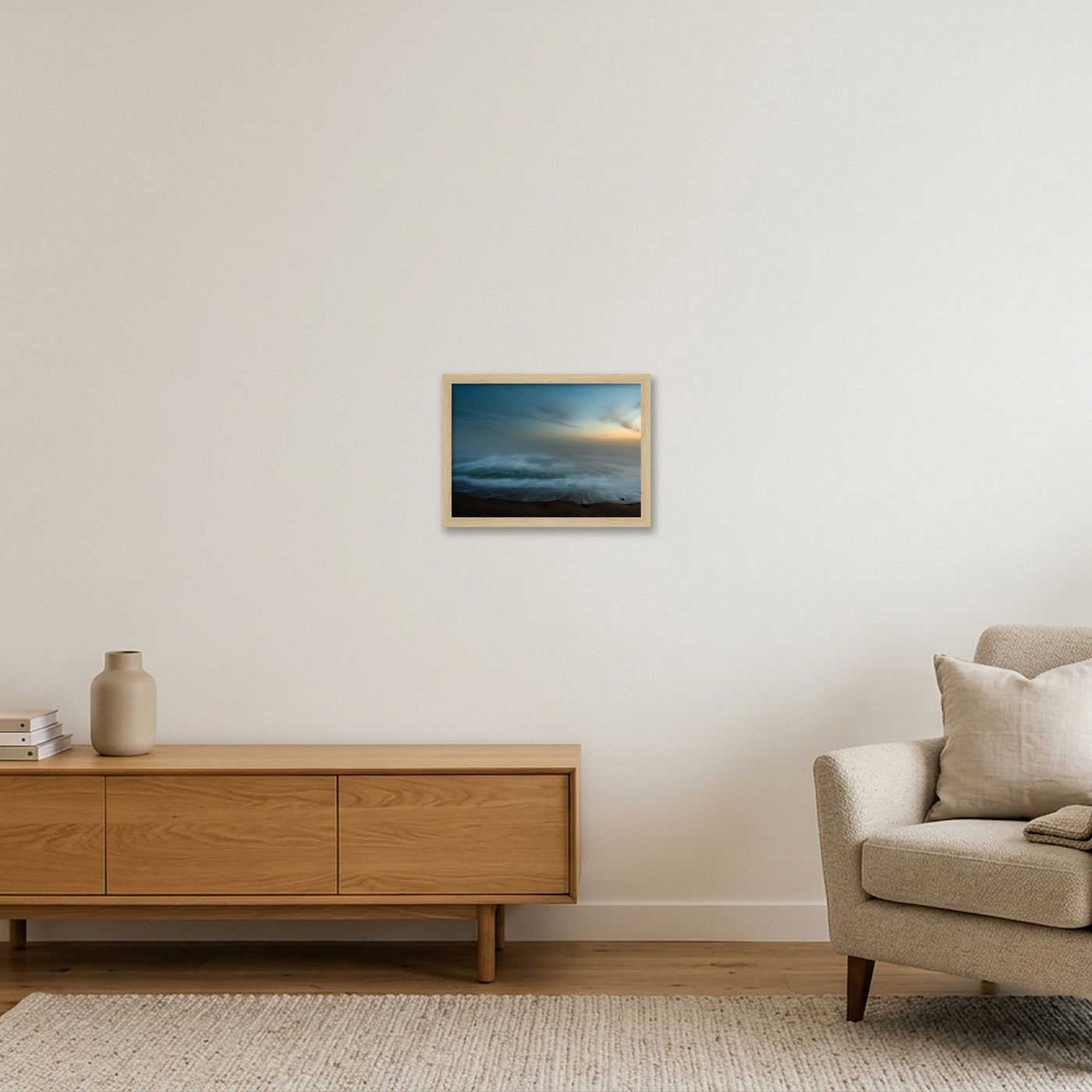 icm-moody-seascape-print-01 — A4 (30×21cm, 12×8") Oak Frame
