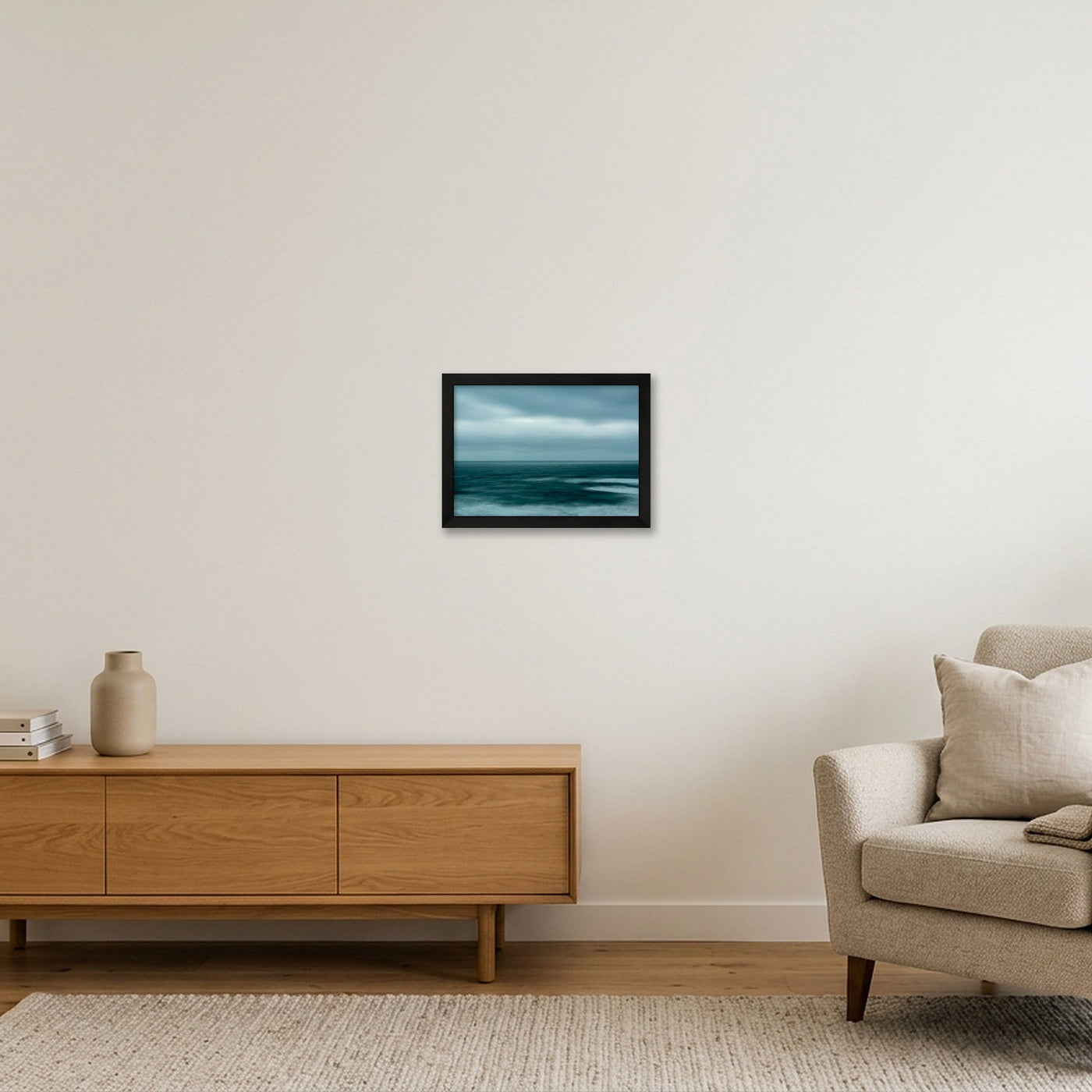 icm-dark-minimal-seascape-print-01 — A4 (30×21cm, 12×8") Black Frame