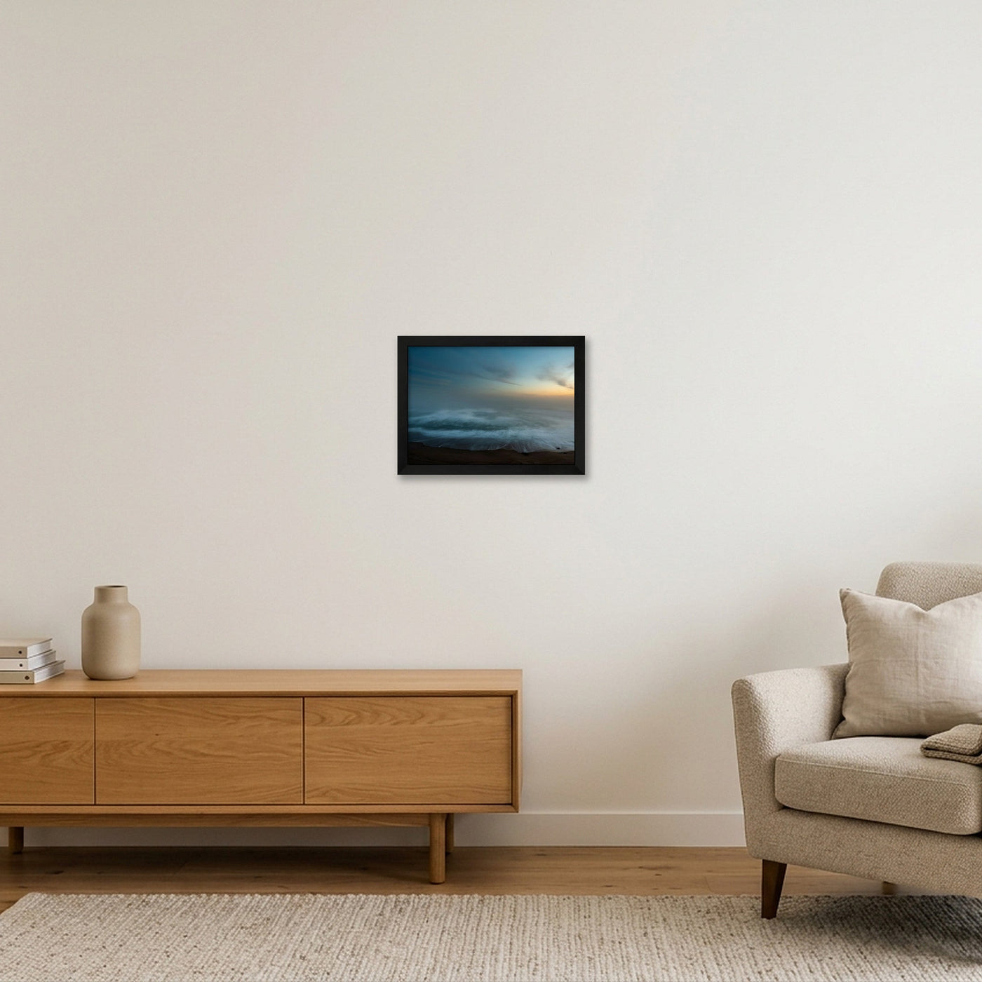 icm-moody-seascape-print-01 — A4 (30×21cm, 12×8") Black Frame