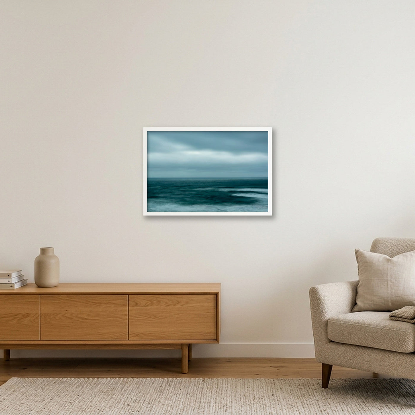 icm-dark-minimal-seascape-print-01 — 60×40cm, 24×16" White Frame