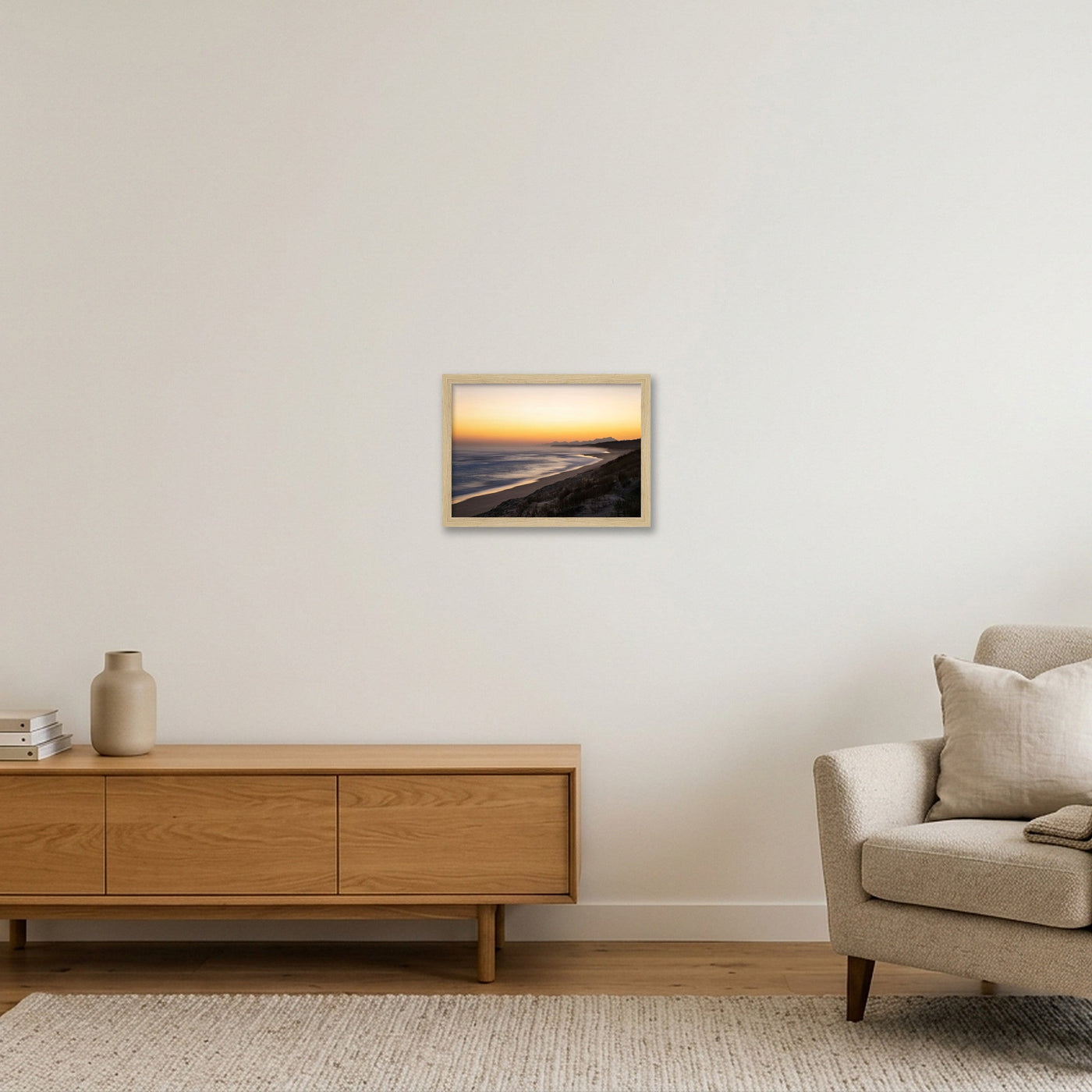 icm-minimal-sunset-seascape-print-01 — A4 (30×21cm, 12×8") Oak Frame