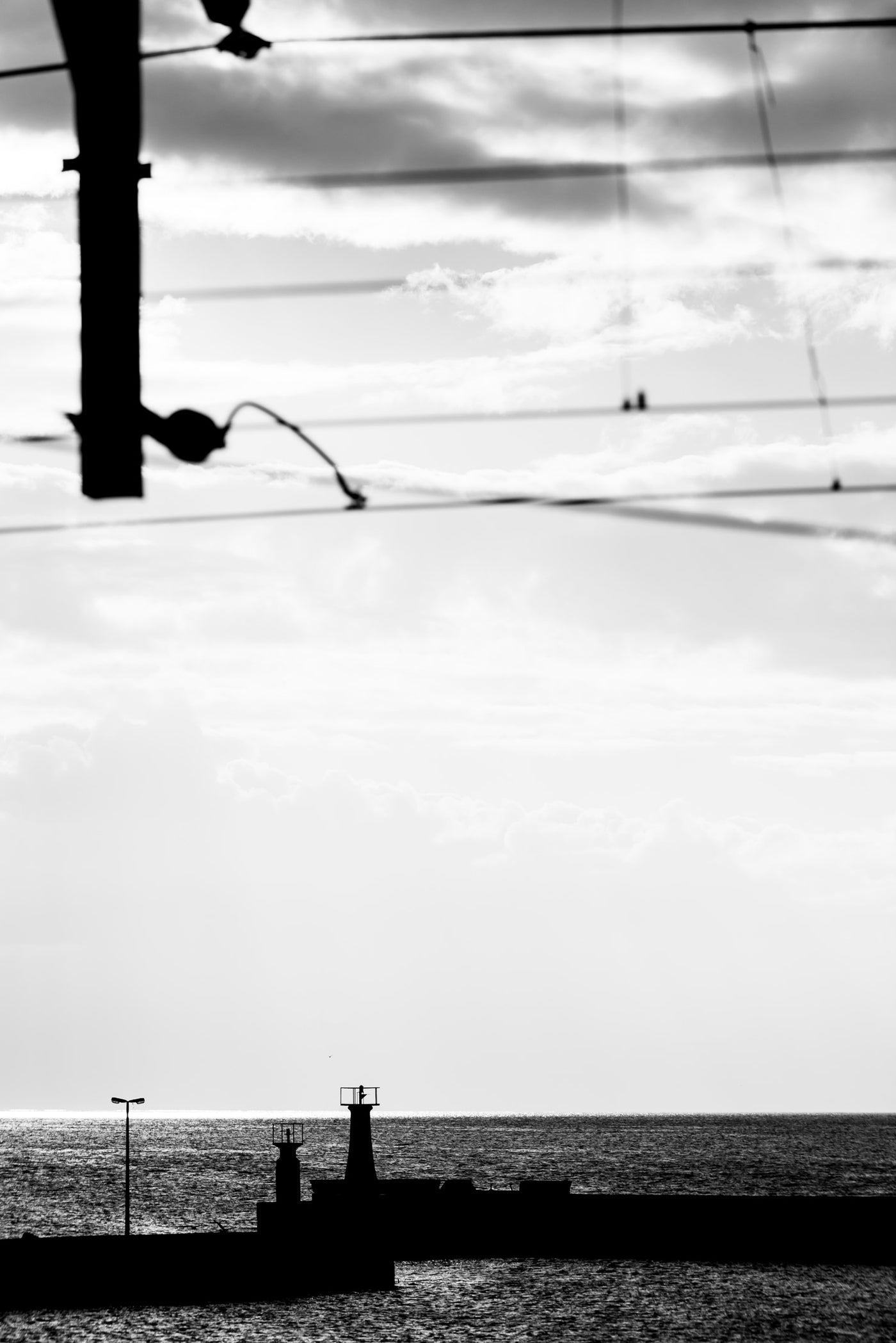 A black and white view of Kalk bay Harbour