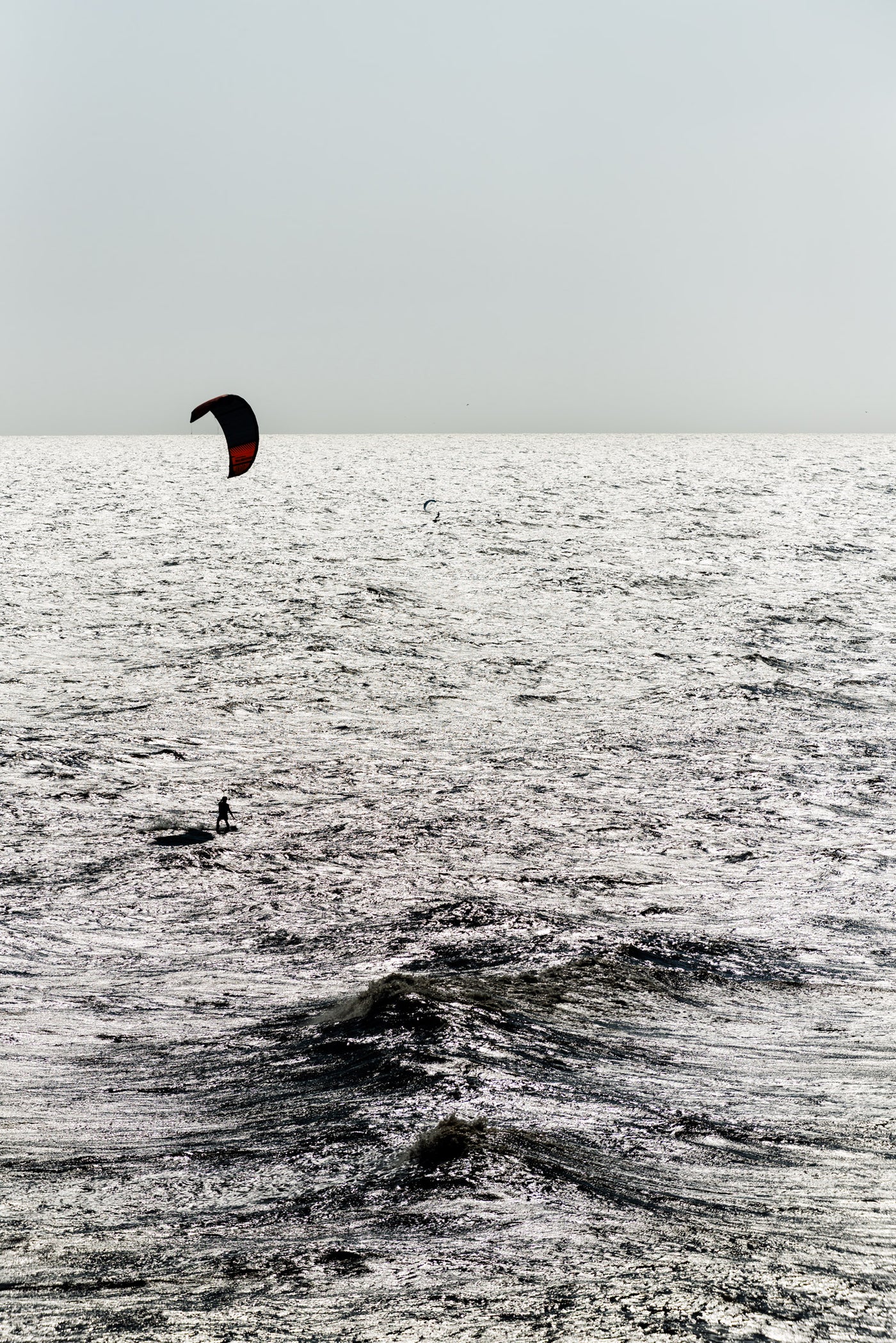 A kite boarder on the North Sea at Scheveningen.
