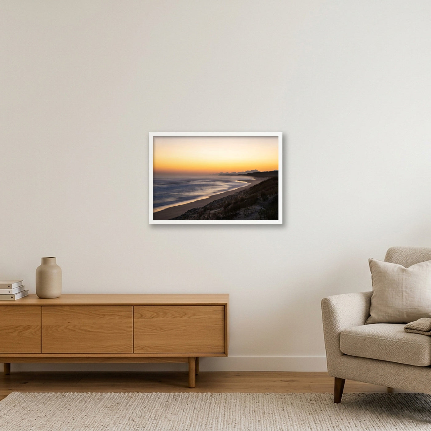 icm-minimal-sunset-seascape-print-01 — 60×40cm, 24×16" White Frame