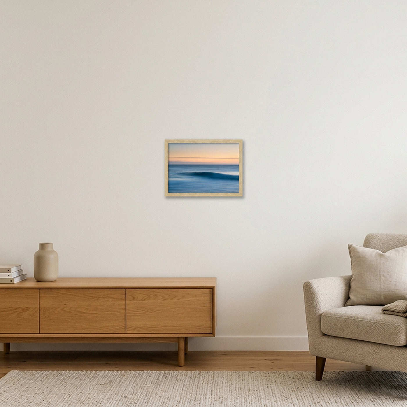 icm-minimal-seascape-print-01 — A4 (30×21cm, 12×8") Oak Frame