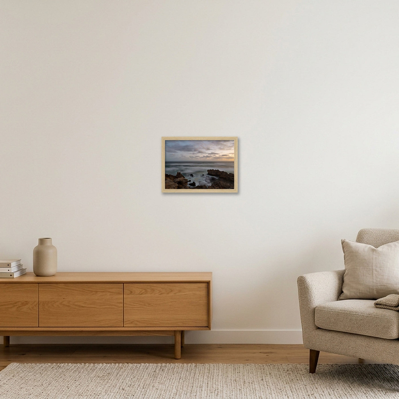 icm-minimal-shoreline-print-01 — A4 (30×21cm, 12×8") Oak Frame
