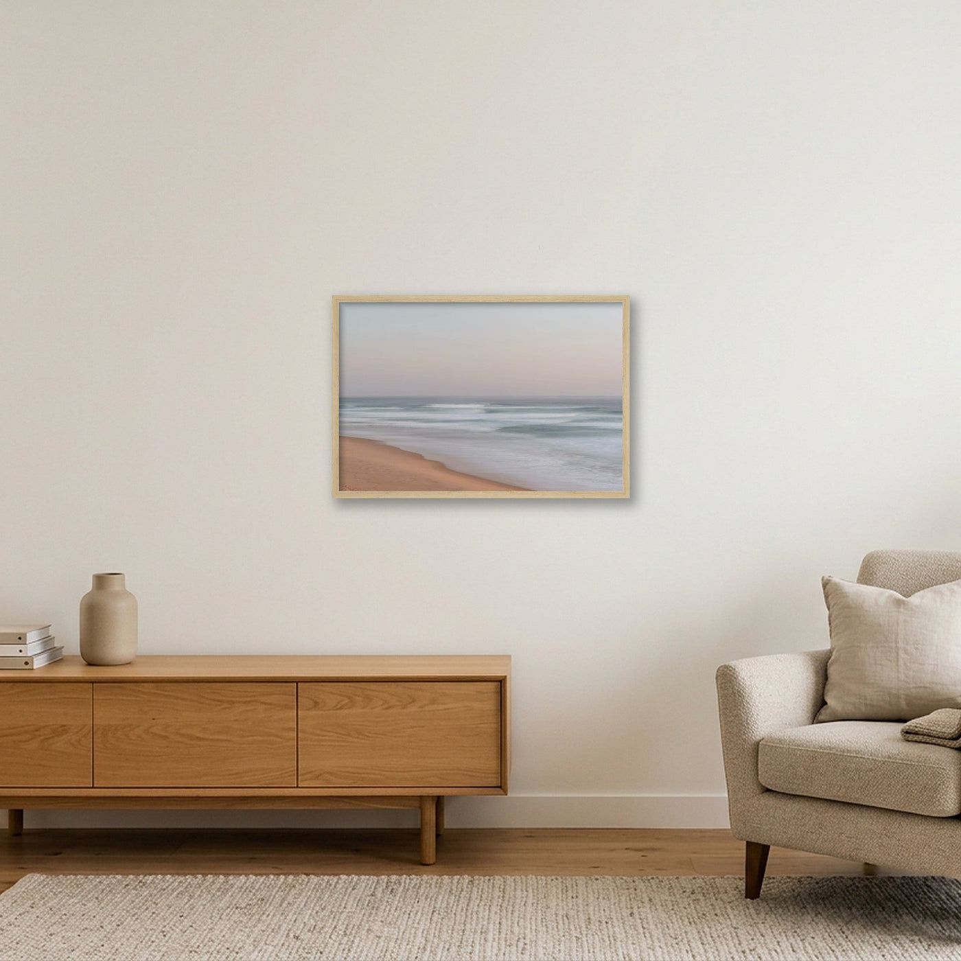 icm-muted-seascape-print-01 — 60×40cm, 24×16" Oak Frame
