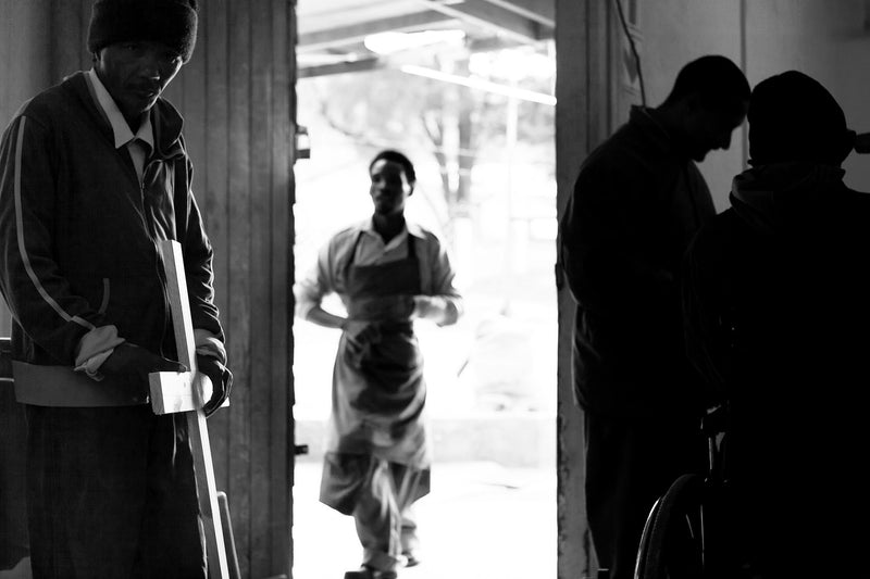 Scene inside Die Werkswinkel for documentary shoot.