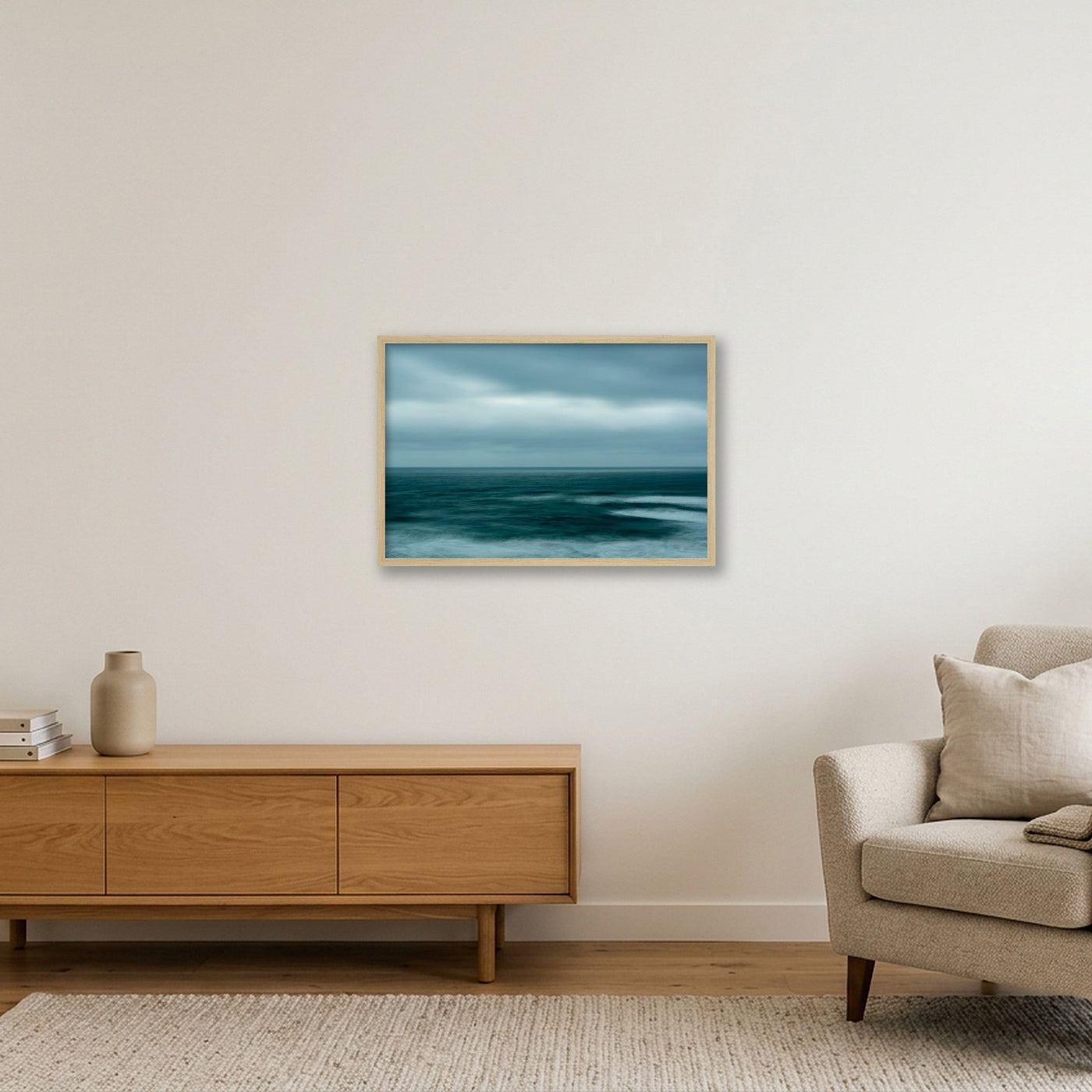 icm-dark-minimal-seascape-print-01 — 60×40cm, 24×16" Oak Frame