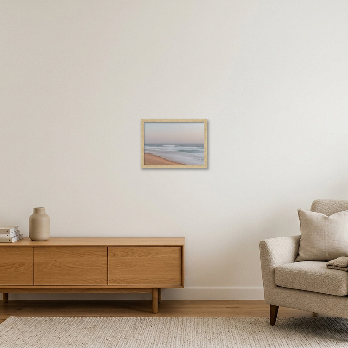 icm-muted-seascape-print-01 — A4 (30×21cm, 12×8") Oak Frame