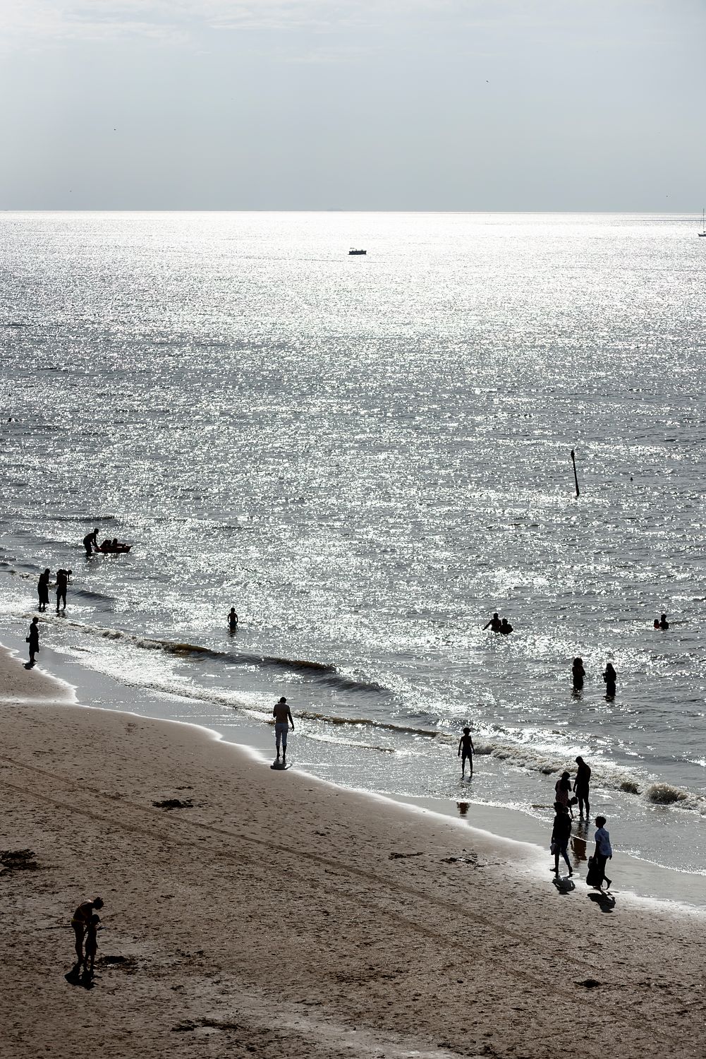 Swimming at Scheveningen on a hot summers day.
