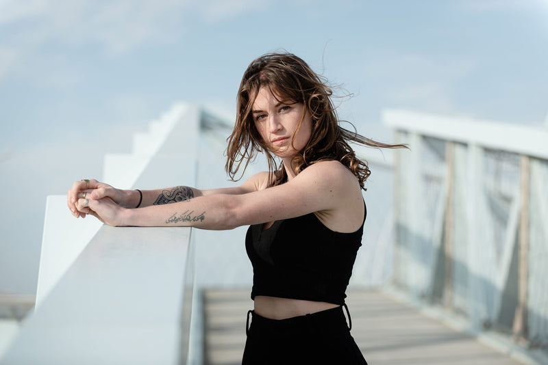 Influencer portraiture shoot in urban setting at Scheveningen.