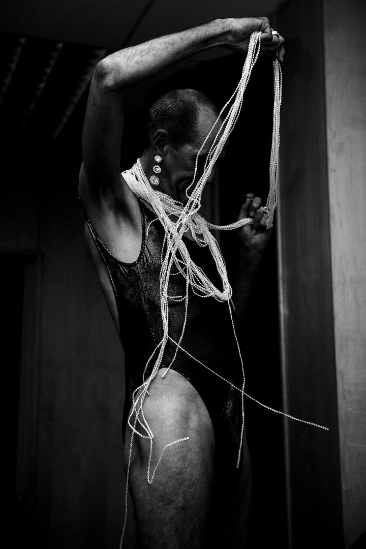 Documentary image of behind the scenes drag queen.