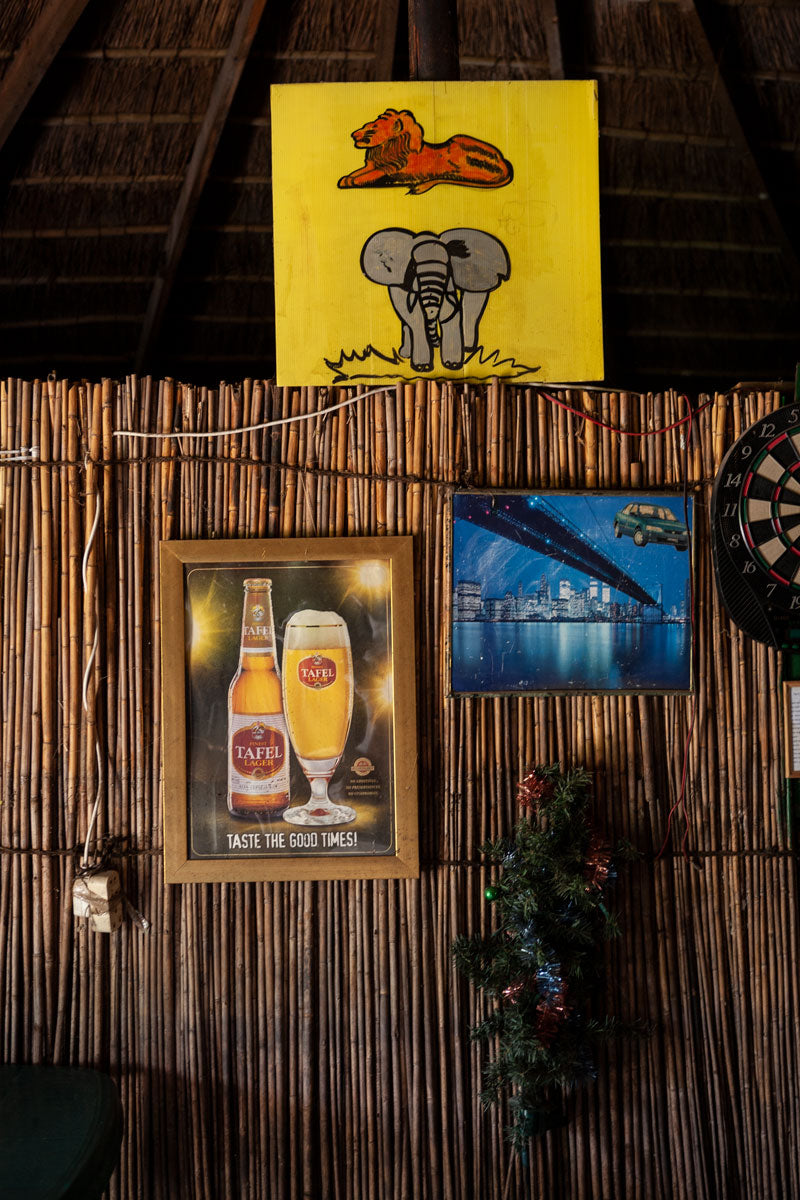A riverside bar interior scene, on the banks of the Zambezi