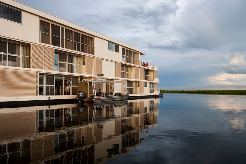 Exterior view of river boat.