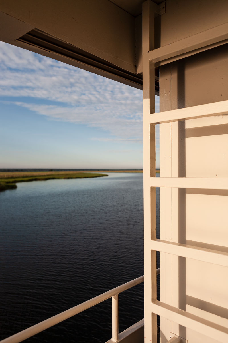The Zambezi river as seen from a boat.